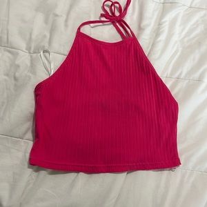 Hot pink halter crop